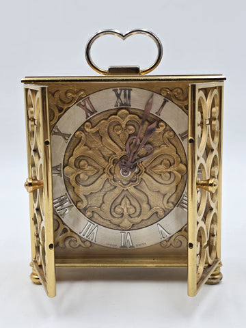 Ultra Rare Arthur Imhof Swiss 8 Day 15 J Gilt Brass Clock Pierced Doors. Works