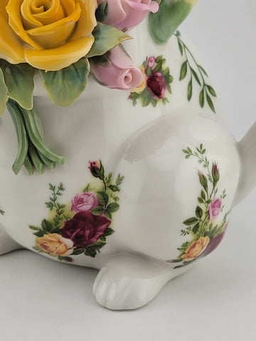 Royal Albert Old Country Roses Porcelain Bunny Rabbit Teapot Decoration VG Cond.