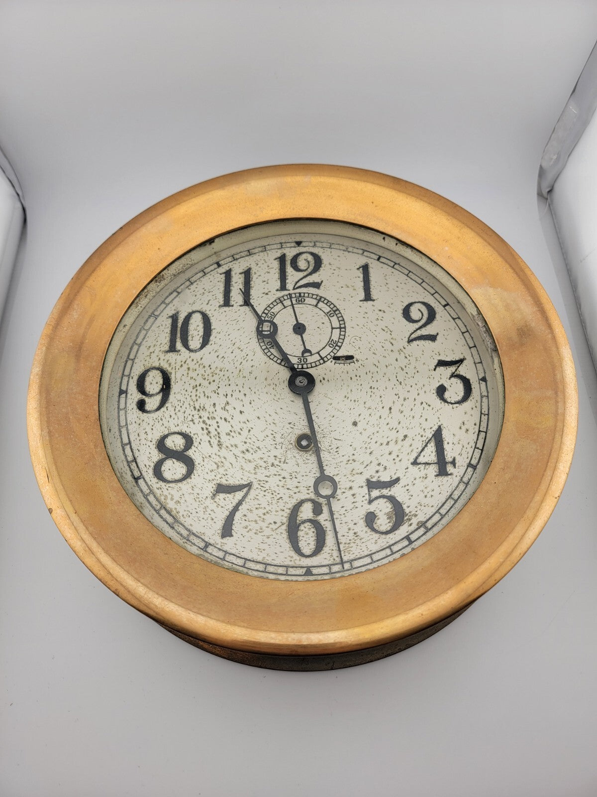Rare Antique Large Chelsea Ships Clock 10” Brass. Good Condition. Sold As-is.