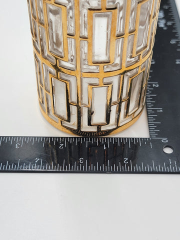 8 Vintage Mid Century Imperial Glass 22k Gold Shoji Trellis Highball Tumblers