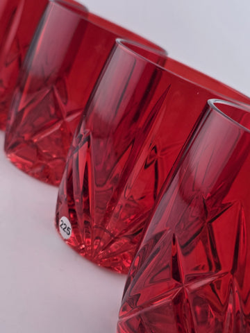 Set of 4 Waterford Crystal Marquis Brookside Red Double Old-Fashioned Glasses