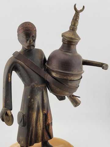 Rare Antique Middle Eastern handmade Bronze Pewter figurine Market Tea seller