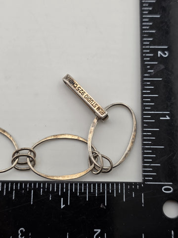 Robert Lee Morris RLM Studio Sterling Silver Oval Chain Link Necklace 36" Long.