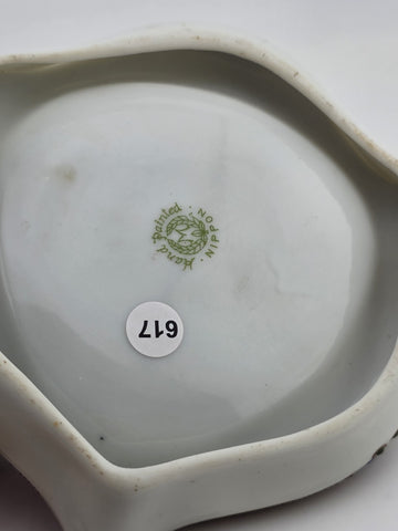 ANTIQUE ART NOUVEAU C1920 UNIQUE TRIANGULAR NIPPON DISH/HAND PAINTED W GOLD TRIM