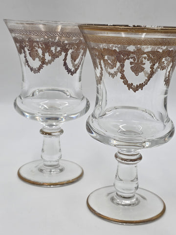 Set Of 4 Neiman Marcus Arte Italica Medici 24K Gold Glasses Goblets. 7 In Tall