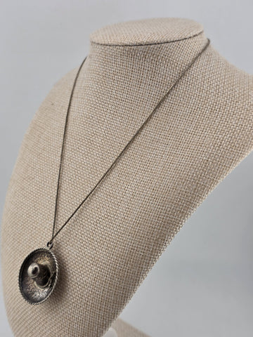 Vintage Taxco 925 Sterling Silver Mexico Sombrero Hat Pendant Necklace.