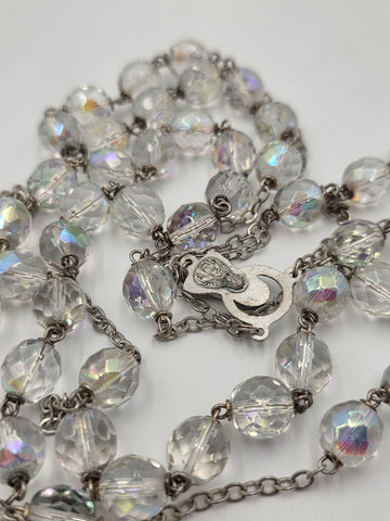 Vintage Italian 51" Ceremonial Catholic Rosary stal Beads Large Crucifix