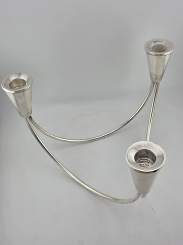 DUCHIN CREATION STERLING SILVER 3 ARM TRIPLE CANDLE HOLDER MID CENTURY MODERN