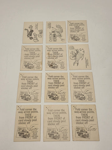1970 Donruss Odd Rods Sticker Cards Lot of 12 Hot Rod Monster Rat Fink Style