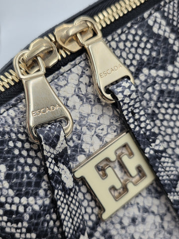 Vtg Escada Genuine Python Skin Leather Satchel Bag Italy Gold Hardware EE Logo