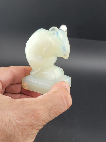 RARE SIGNED SABINO FRANCE "SOURIS" MOUSE ART DECO OPALESCENT GLASS CAR MASCOT