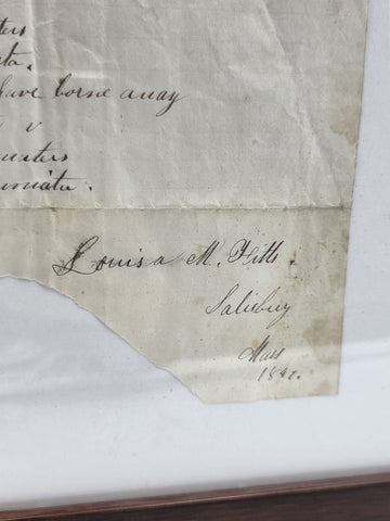 Rare OOAK 1847 Handwritten Poem “The Indian Girl” Signed Salisbury Massachusetts