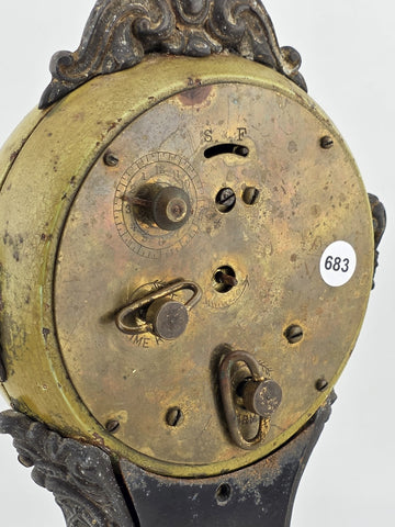 Antique F. Kroeber Metal Mantel Alarm  Clock c.1893 Ornate Victorian Windup Read