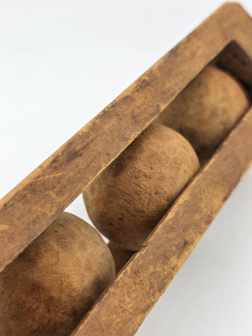 Rare Antique 19th C Folk Art Petite Handcarved Whimsy Ball in Cage Sculptures