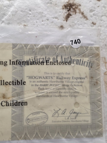Hawthorne Village Harry Potter Hogwarts Railway Express Train Bench COA B4196