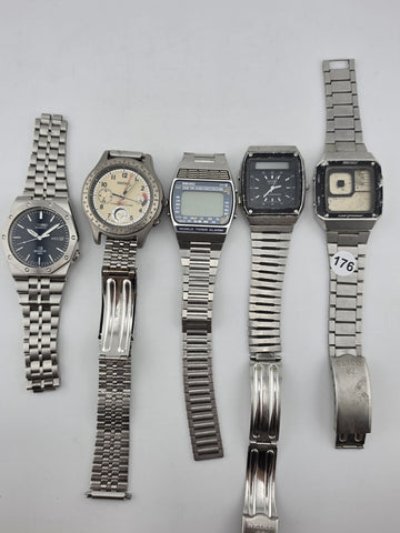 Vtg Seiko Lot Of 5 Collector World Timer Titanium Alarm Chronograph Watches Read