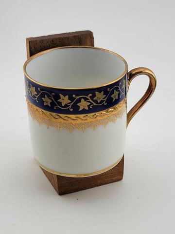 A J Co Czech Cobalt, Blue & Gold Demitasse  Hand Painted. Gold Plated. VG Cond.