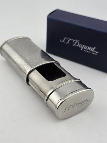 Rare Vintage S.T. Dupont Paris Pocket Cigar Ashtray Guilloche Silver Plate w Box