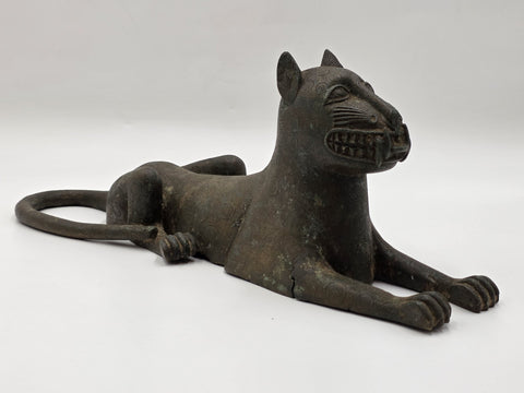 Vtg African Benin Bronze Leopard 15” Edo Kingdom Style Lost Wax Tribal Sculpture