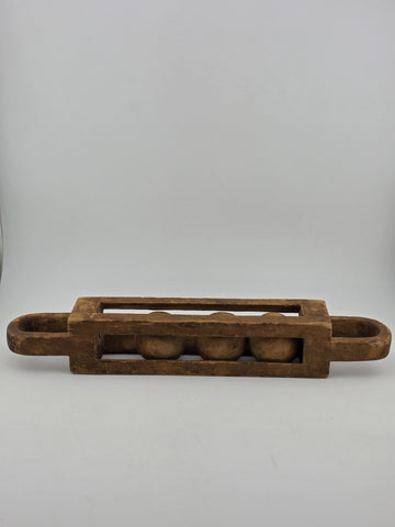 Rare Antique 19th C Folk Art Petite Handcarved Whimsy Ball in Cage Sculptures