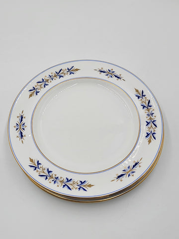 Rare Set of 4 Royal Crown Derby Tiffany Co. Blue Gold Dinner & Bread Plates A537
