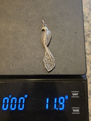 Rare Retired James Avery Sterling Silver Regal Peacock Pendant 2.5”. 11.9 Grams