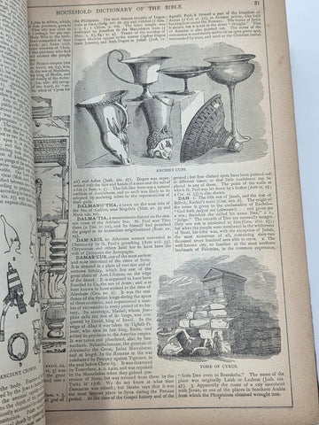 Antique 19th C Victorian Holy Bible 2000 Illustrations Embossed Leather Bible