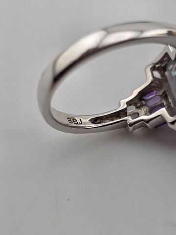 Mystic Topaz Rainbow Tennis Bracelet & Matching Ring. Sterling Silver 925.