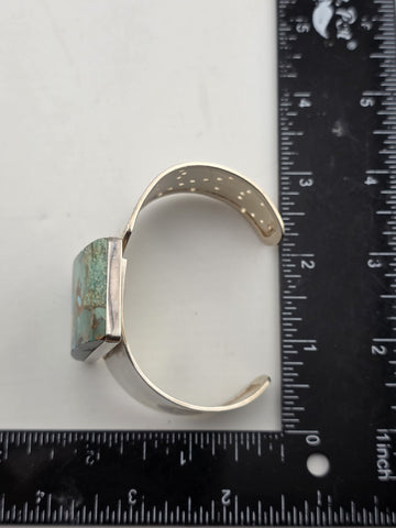 Rare Vintage Large Turquoise Sterling Silver Cuff Bracelet Modernist DTR 925.