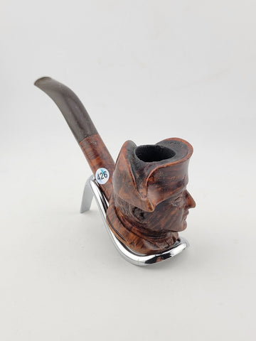 Vintage Collectible Hand Carved Napoleon Bonaparte Solid Wood Bruyere Pipe.