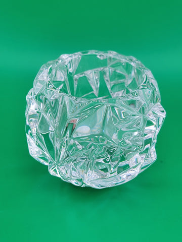 Tiffany & Co Candle Holder Rock Hand Cut Crystal Pattern Votive Tea Light 3"H
