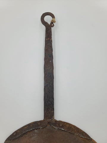 Antique Copper and Wrought Iron Frying Pan Shaped Clock - New Movement. Works