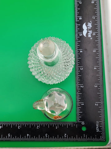 Antique Set Of 2 Cut Glass Perfume Bottle W Stoppers. 1 Czechoslovakia & 1 Jug.