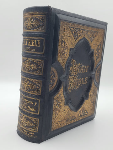 Rare Antique 1870's Illustrated Family Holy Bible W 1400 Engravings &Handwriting