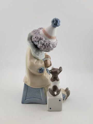 LLADRO Clown w/ Puppy Dog Pierrot Concertina Retired Jose Puche #5279 Vintage