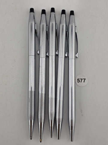 SET Of 5 GORGEOUS HIGH QUALITY SLIM CROSS POLISHED SILVER PENS AND PENCILS. READ