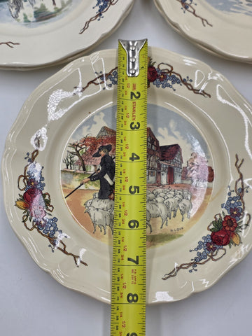 Set Of 6 OBERNAI SARREGUEMINES FRANCE FREE GRINDLEY AND CO BM32 CERAMIC PLATES