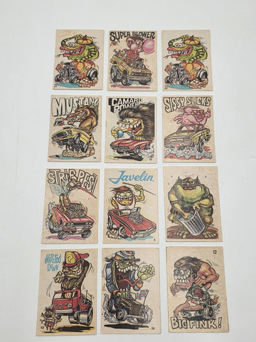 1970 Donruss Odd Rods Sticker Cards Lot of 12 Hot Rod Monster Rat Fink Style