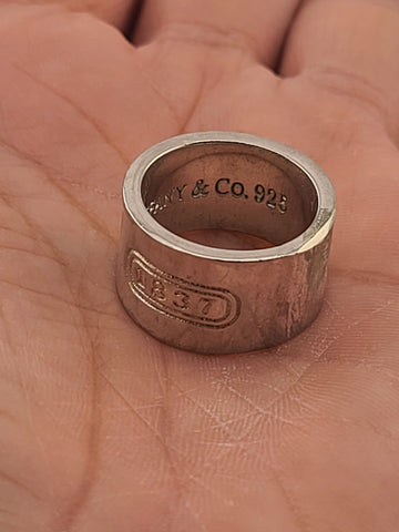 Vtg 1997 Tiffany & Co. 1837 Concave Wide Band Ring Sterling Silver 925  size 6.