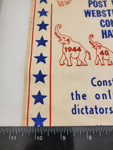 EXTREMELY RARE POST WAR ED. WEBSTER MEMORIAL CONSTITUTION HANKERCHIEF 1944 GOP
