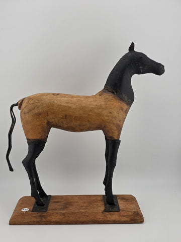 Vintage, Hand Carved Wood & Metal, Folk Art, Horse Sculpture