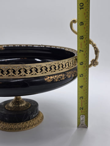 Rare Vintage Rostema Italy Limoge Hand Painted Footed Elevated Centerpiece Bowl.