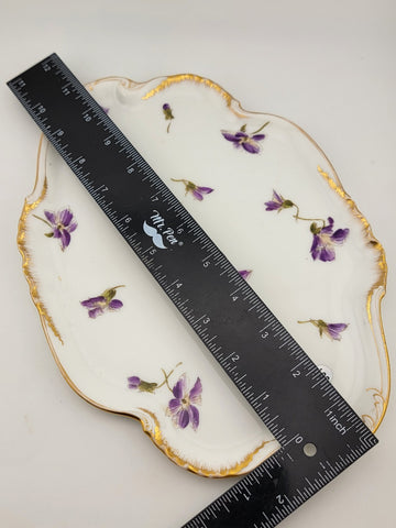 Vintage A. Klingenberg & C. Dwenger Coiffe ~Violet Limoges Serving Tray ca 1900