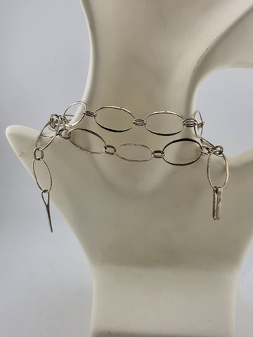 Robert Lee Morris RLM Studio Sterling Silver Oval Chain Link Necklace 36" Long.