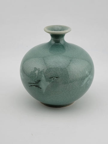 Rare Set Of 4 Goryeo Celadon Cloud & Crane Design Mineiwa Korean Living National