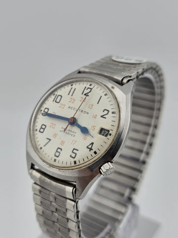 Private: Vintage 1977 Bulova Accutron Railroad Approved Watch 35mm M7 Runs