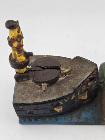 Vintage Reproduction Book of Knowledge Cast Iron Cannon Mechanical Bank.