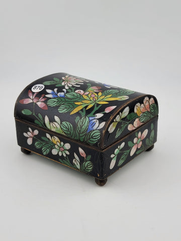 Rare Antique Chinese Cloisonne Enamel Inlaid Small Trinket, Jewelry Box.