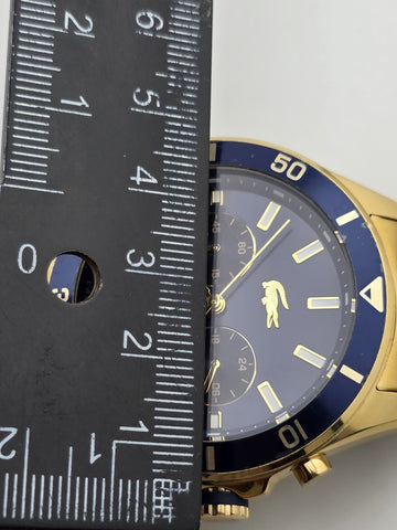 New Lacoste Men's Tiebreaker Chrono Watch - Blue With Gold Plated Bracelet Works