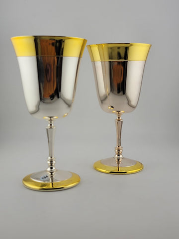 2 Collectible Mary Kay Gold & Silver Metal Goblet Cup Glasses Drinking Good Cond